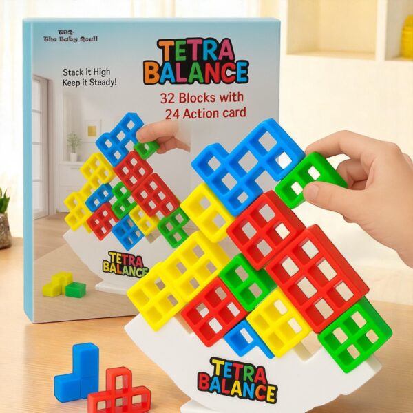 Tygatec Tetra Tower Stacking Game – 32 Pcs Balance Blocks Set
